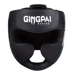Casque de boxe anglaise noir avec inscriptions blanches Gingpai - Vignette | SacDeFrappe.fr