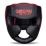 Casque de boxe anglaise noir avec inscriptions rouges Gingpai - Vignette | SacDeFrappe.fr
