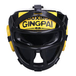 Casque boxe avec grille amovible noir et jaune Gingpai - Vignette | SacDeFrappe.fr