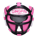 Casque boxe avec grille amovible rose et blanc Gingpai - Vignette | SacDeFrappe.fr
