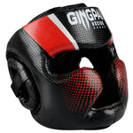 Casque Kick Boxing noir et rouge quadrillé Gingpai - Vignette | SacDeFrappe.fr
