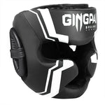 Casque boxe noir avec bandes blanches Gingpai - Vignette | SacDeFrappe.fr