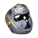 Casque boxe sparring gris et doré Gingpai - Vignette | SacDeFrappe.fr