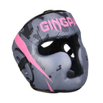 Casque boxe sparring gris et rose Gingpai - Vignette | SacDeFrappe.fr