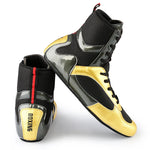 Chaussures de boxe noires et dorées Boxing Gingpai - Vignette | SacDeFrappe.fr