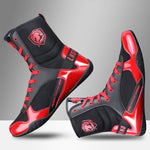 Chaussures de boxe noires et rouges avec inscription rouge Laststand - Vignette | SacDeFrappe.fr