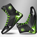 Chaussures de boxe noires et vertes avec inscription verte Laststand - Vignette | SacDeFrappe.fr
