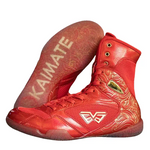 Chaussures de boxe rouges avec inscription dorée Kaimate - Vignette | SacDeFrappe.fr