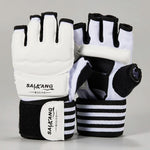 Gants de MMA blancs avec inscription noire Saikang - Vignette | SacDeFrappe.fr