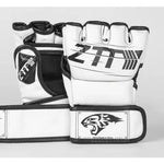 Gants de MMA blancs avec inscription noire ZTTY - Vignette | SacDeFrappe.fr