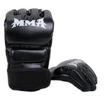 Gants de MMA noirs avec inscription MMA blanche - Vignette | SacDeFrappe.fr