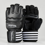 Gants de MMA noirs avec inscription blanche Saikang - Vignette | SacDeFrappe.fr