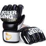 Gants de MMA noirs et blancs avec inscription Boxer Gingpai - Vignette | SacDeFrappe.fr