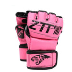 Gants de MMA roses avec inscription noire ZTTY - Vignette | SacDeFrappe.fr