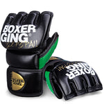 Gants de MMA noirs et verts avec inscription Boxer Gingpai - Vignette | SacDeFrappe.fr