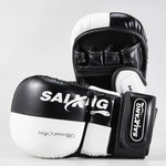 Mitaines de boxe noires et blanches Saikang - Vignette | SacDeFrappe.fr
