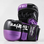 Mitaines de boxe noires et violettes Saikang - Vignette | SacDeFrappe.fr
