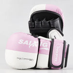 Mitaines de boxe roses et blanches Saikang - Vignette | SacDeFrappe.fr