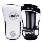 Pao de boxe blanc et noir avec inscription noire Gingpai (Paire) - Vignette | SacDeFrappe.fr