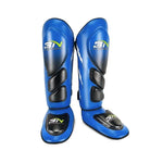 Protège tibias de boxe - bleu et noir avec renforts supplémentaires BN - Vignette | SacDeFrappe.fr