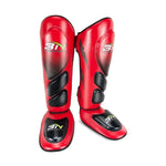 Protège tibias de boxe - rouge et noir avec renforts supplémentaires BN - Vignette | SacDeFrappe.fr