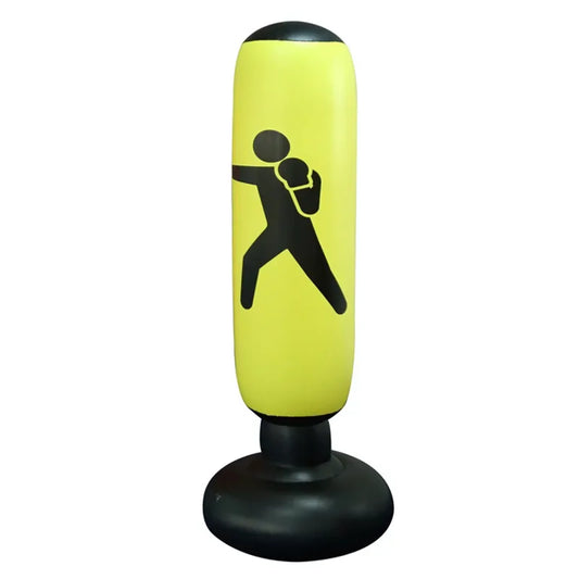 Punching-ball gonflable boxeur jaune pour entraînement de boxe