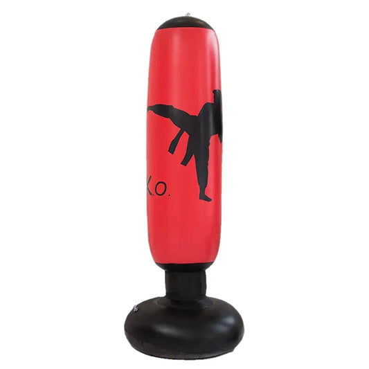 Punching Ball Multifonctionnel rouge avec silhouette de karatéka