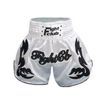 Short boxe thai blanc avec inscriptions noires Fight Club - Vignette | SacDeFrappe.fr