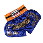 Short boxe thai bleu et orange avec inscriptions dorées Anotherboxer - Vignette | SacDeFrappe.fr