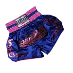 Short boxe thai bleu et rose avec inscriptions roses Anotherboxer - Vignette | SacDeFrappe.fr