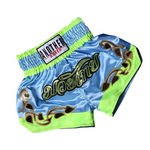 Short boxe thai bleu et vert avec inscriptions dorées Anotherboxer - Vignette | SacDeFrappe.fr
