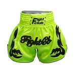 Short boxe thai jaune avec inscriptions noires Fight Club - Vignette | SacDeFrappe.fr