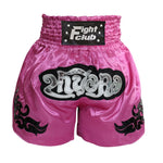 Short boxe thai rose avec inscriptions argentées Fight Club - Vignette | SacDeFrappe.fr