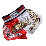 Short boxe thai rouge et blanc avec inscriptions dorées et argentées Anotherboxer - Vignette | SacDeFrappe.fr
