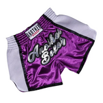 Short boxe thai violet et gris avec inscriptions argentées Anotherboxer - Vignette | SacDeFrappe.fr