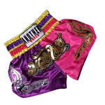 Short boxe thai violet et rose avec inscriptions dorées Anotherboxer - Vignette | SacDeFrappe.fr