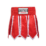 Short femme boxe anglaise rouge avec bandes blanches Anotherboxer - Vignette | SacDeFrappe.fr