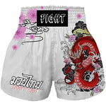 Short femme boxe thai blanc et rose avec dragon Fight - Vignette | SacDeFrappe.fr