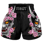 Short femme boxe thai noir et rose avec masque Hannya Fight - Vignette | SacDeFrappe.fr