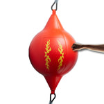 Punching ball suspendu - Ballon doubles élastiques en PU rouge ou noir et logo flammes - Gonflable - Vignette | SacDeFrappe.fr