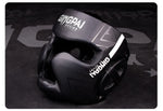 Casque de boxe anglaise noir avec inscriptions blanches Gingpai - Vignette | SacDeFrappe.fr