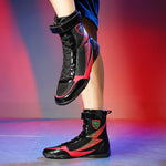 Chaussures de boxe noires avec inscription rouge Soprt - Vignette | SacDeFrappe.fr