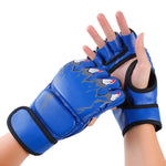 Gants de MMA bleus avec décor griffes - Vignette | SacDeFrappe.fr