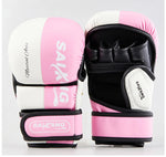 Mitaines de boxe roses et blanches Saikang - Vignette | SacDeFrappe.fr