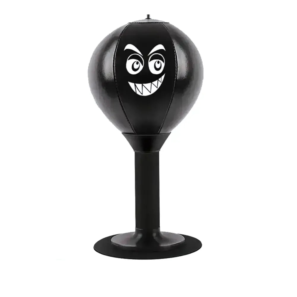 Punching ball entièrement noir avec visage souriant