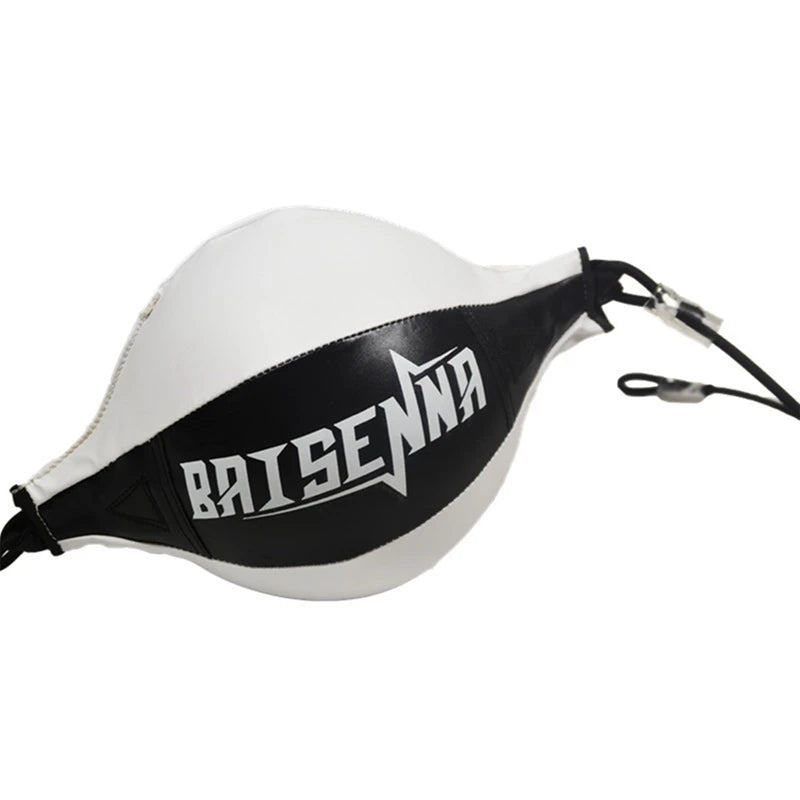 Punching ball suspendu Baisenna blanc et noir.