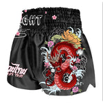 Short femme boxe thai noir et rose avec dragon Fight - Vignette | SacDeFrappe.fr