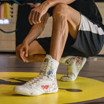 Chaussures de boxe blanches avec inscription rouge Kaimate - Vignette | SacDeFrappe.fr