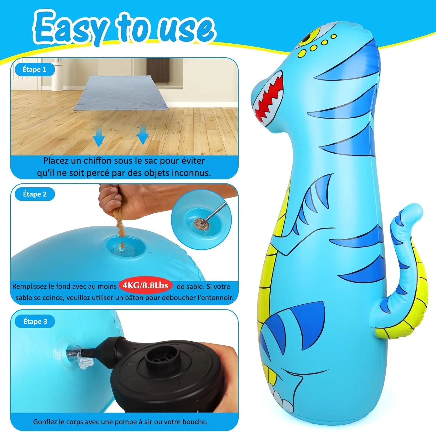 Punching Ball Gonflable Dino - Instructions d'utilisation