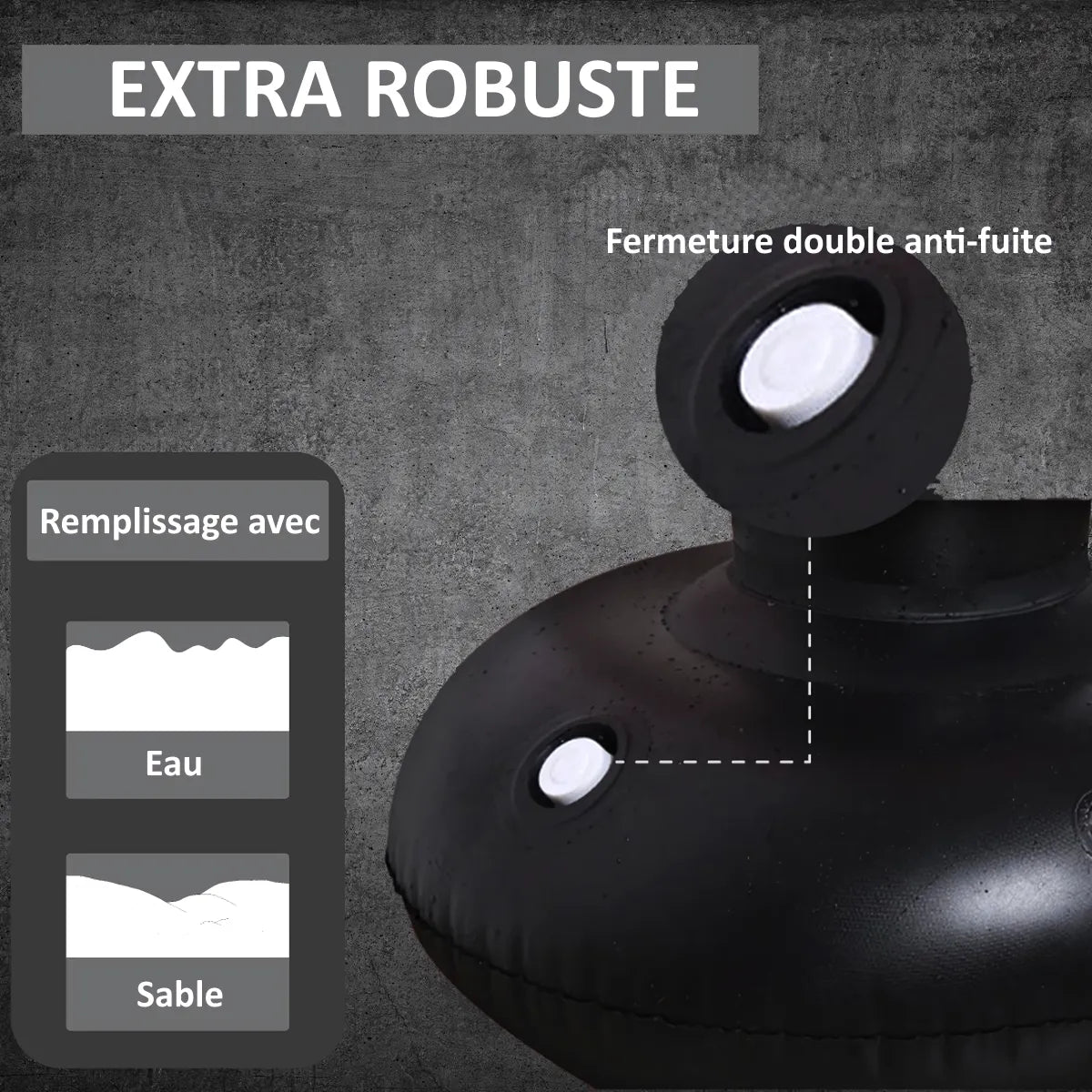 Base du Punching Ball Multifonctionnel montrant une fermeture double anti-fuite